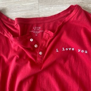 GAP I love you Night Gown in Red M